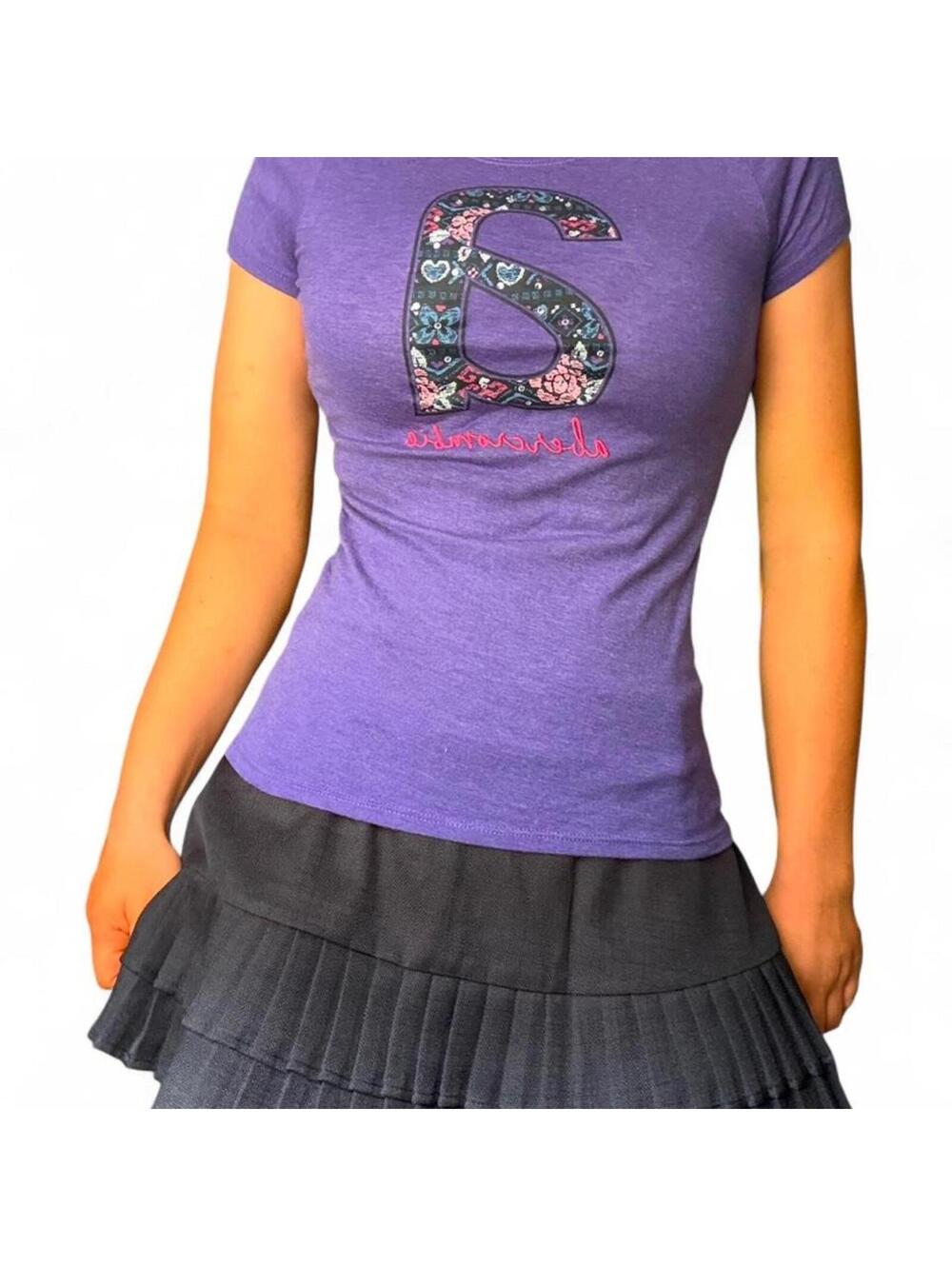 Y2K 2000s Abercrombie Kids purple fitted baby tee